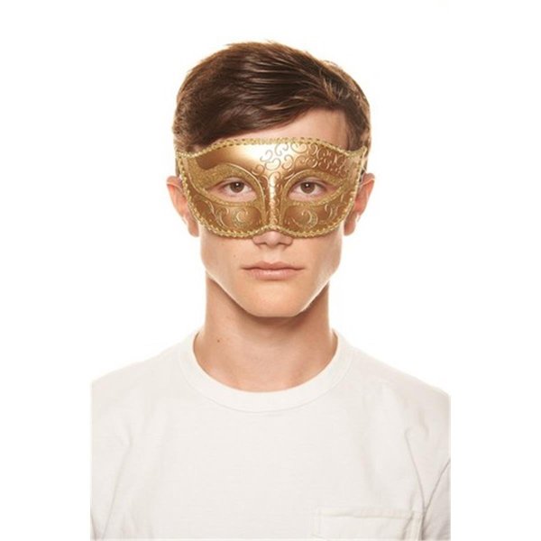 Perfectpretend Gold Plastic Masquerade Mask with Glitter PE655811